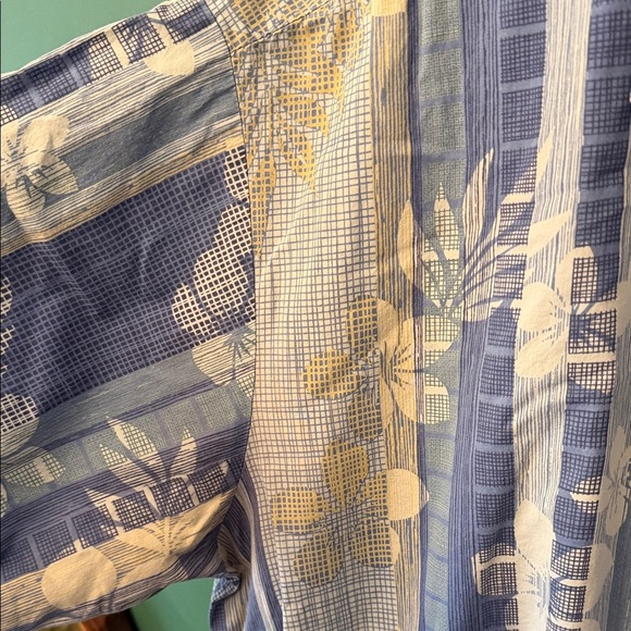 Tori Richard Mens XL Aloha Multi Blue Tropical Striped Woven Vacation Beach - Picture 7 of 9